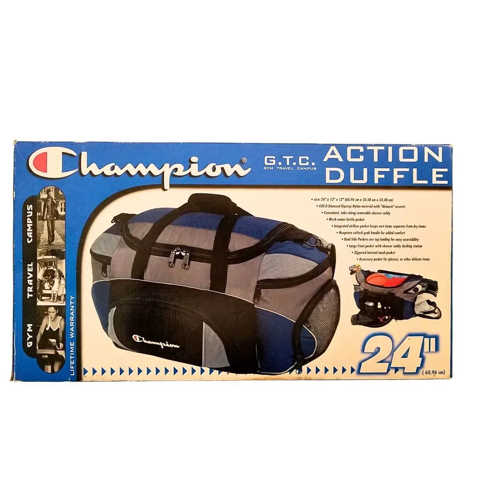 Champion G.T.C Action Blue Gray Black Nylon Duffel Bag 24